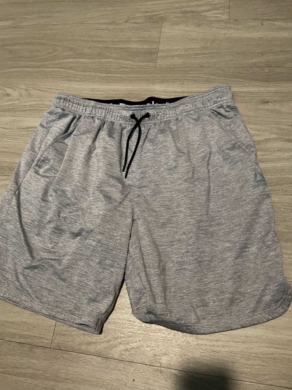 Reebok Light Gray Men's Athletic Shorts with Black Drawstring
